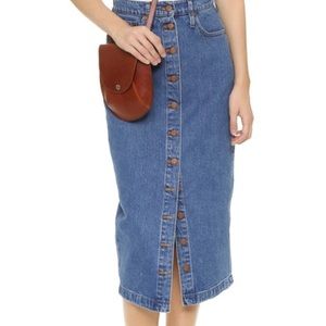 Madewell Denim Midi Skirt w/Copper Buttons